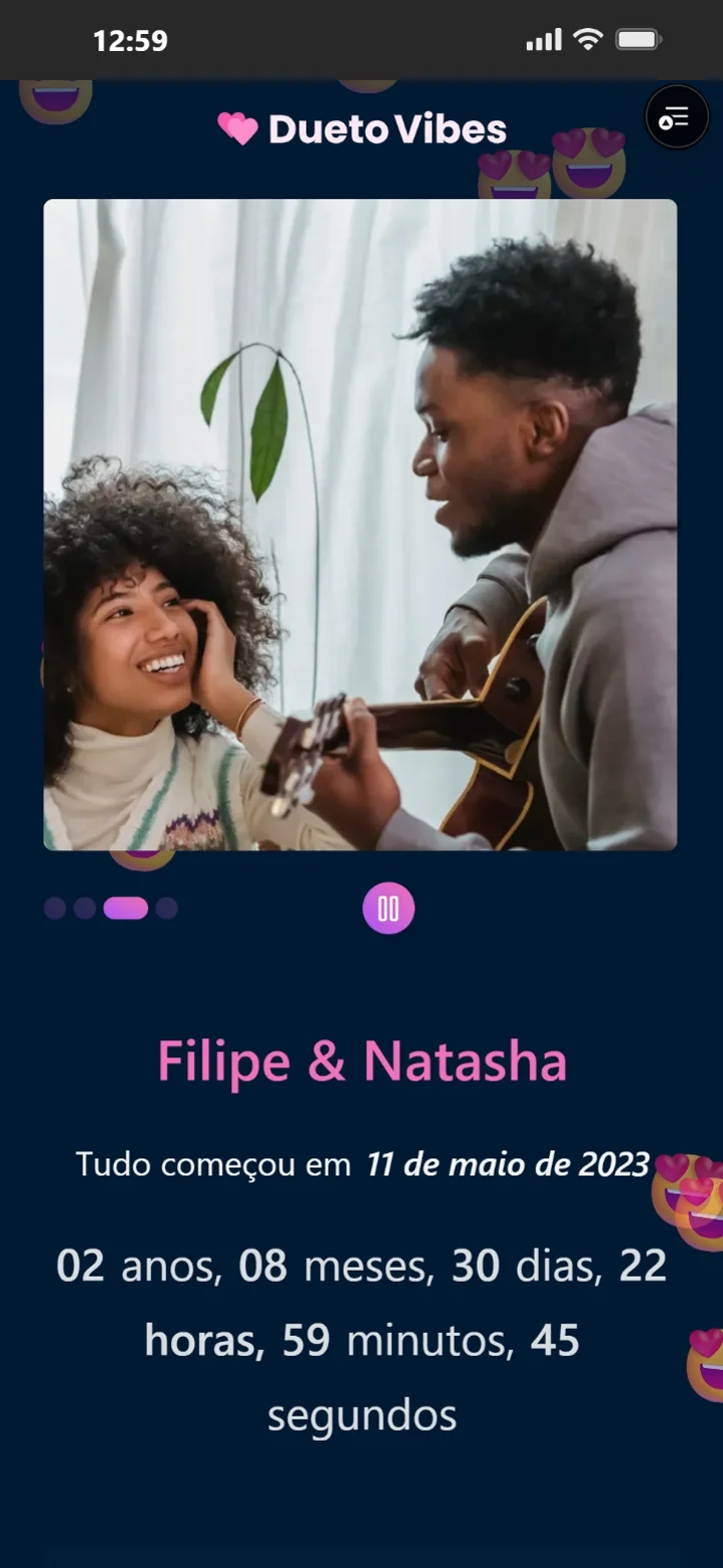 Dueto Vibes - Página de exemplo